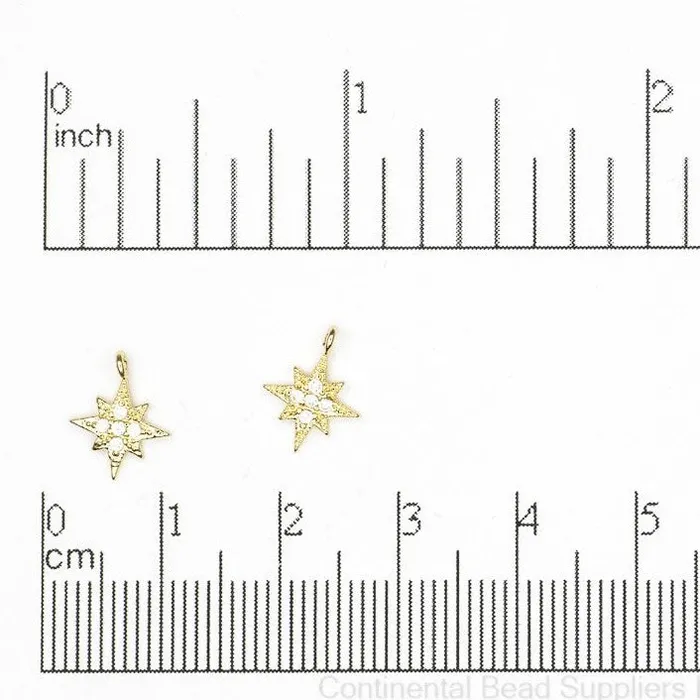 Continental Beads Charm Necklaces Starburst Cubic Zirconia Charm Pendant 11mm x 85mm sold by the Piece K115 Continental Beads Charm Necklaces Starburst Cubic Zirconia Charm Pendant 11mm x 85mm sold by the Piece K115
