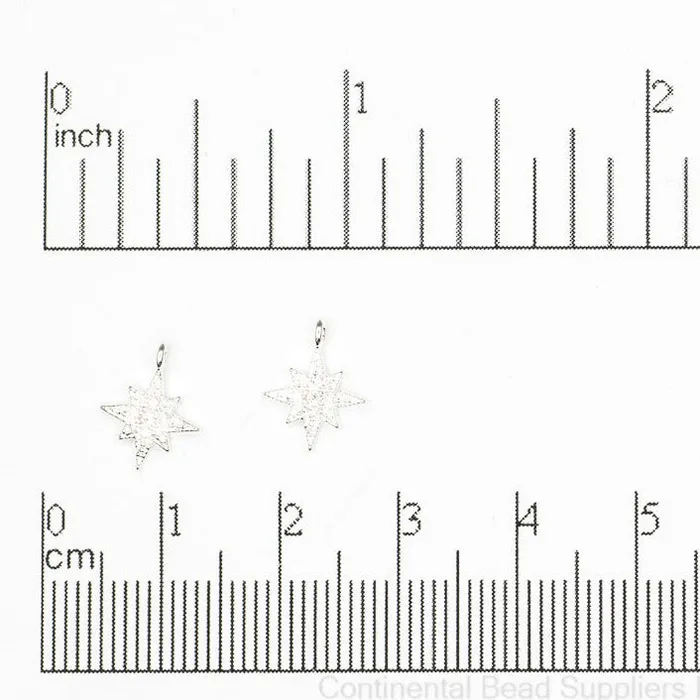 Continental Beads Charm Necklaces Starburst Cubic Zirconia Charm Pendant 11mm x 85mm sold by the Piece K115