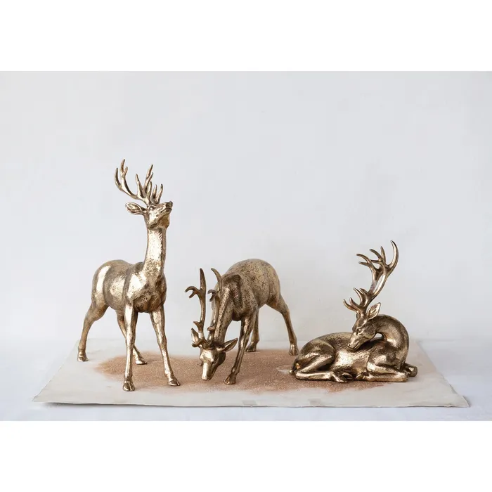 Creative Coop Gold Finish Resin Bowing Deer Creative Coop PreStyled Sets
