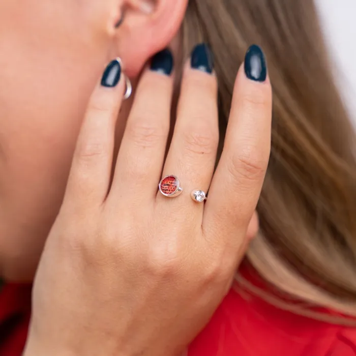Detroit Graffiti Rings Alexandra Open Ring Silver Medium