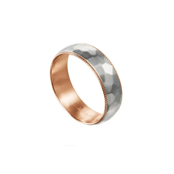 Furrer Jacot Furrer Jacot Mens Hammer Style Wedding Band Rings
