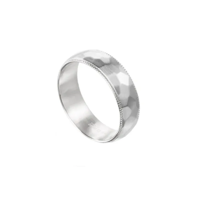 Furrer Jacot Furrer Jacot Mens Hammer Style Wedding Band Rings