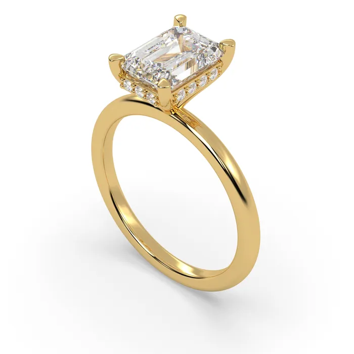 Howard Fine Jewellers Angeline Emerald Diamond Engagement Ring in Yellow Gold Rings