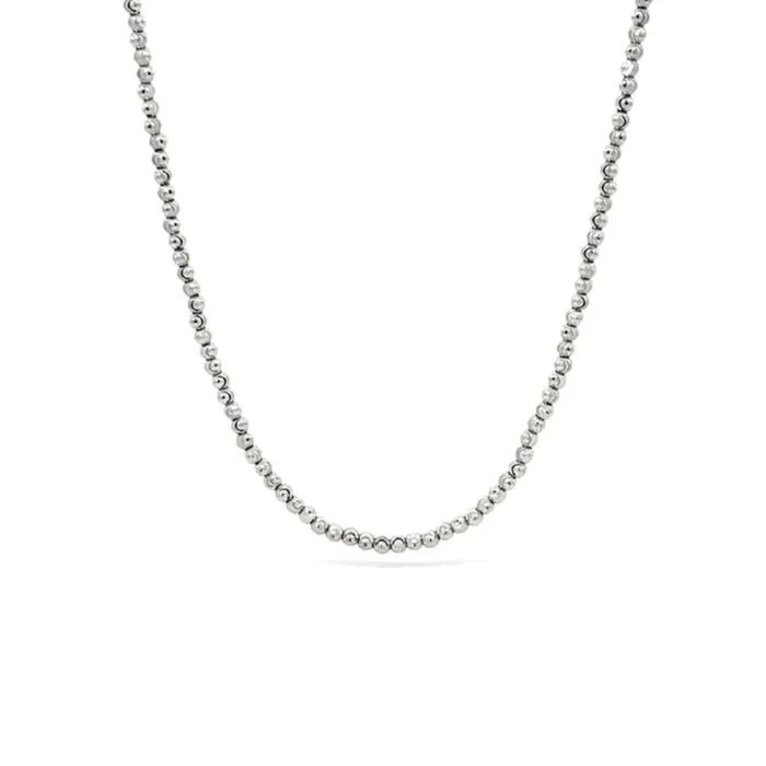 Howard Fine Jewellers Necklaces Thin White Gold Moon Cut Bead Necklace