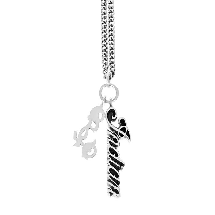 Indian Script Logo Pendant with Motorcycle Charm King Baby Charm Necklaces