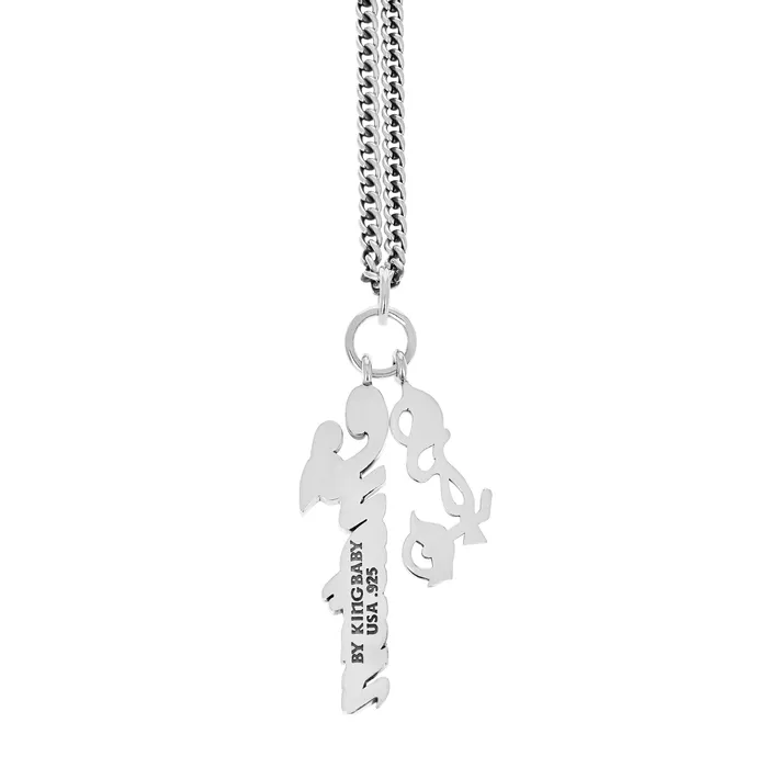 Indian Script Logo Pendant with Motorcycle Charm King Baby Charm Necklaces Indian Script Logo Pendant with Motorcycle Charm King Baby Charm Necklaces