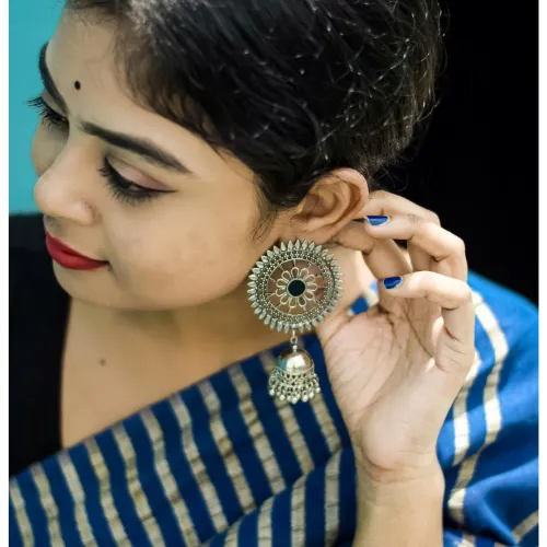 justrealdealcom Necklaces Opulent Grace Oxidised Jhumka DESIGN 95