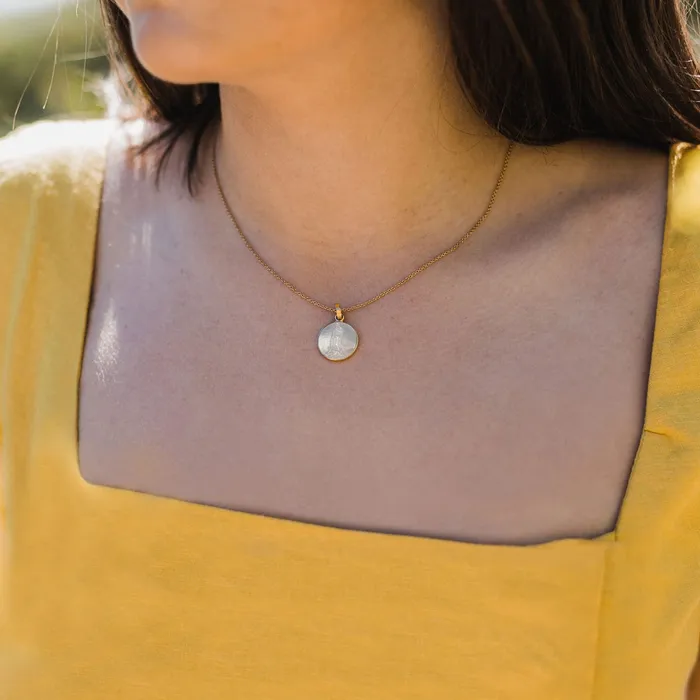 My Saint My Hero Necklaces My Saint My Hero Mother of Pearl Blessed Mother Mary Necklace