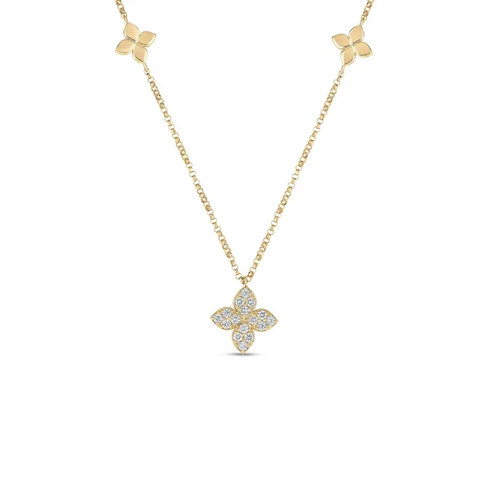 Necklaces 18K Gold Love By The Inch 4 Station Necklace Roberto Coin