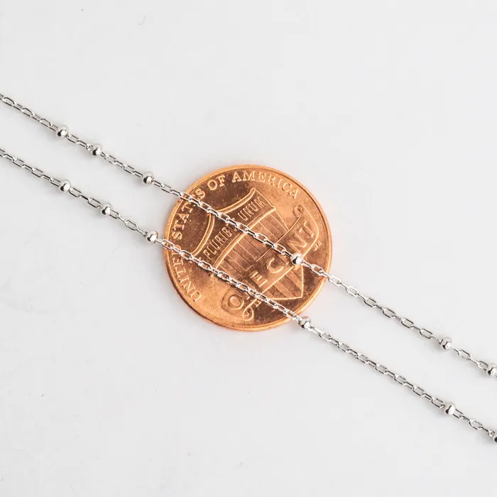 Necklaces Continental Beads 1mm Satellite Chain with 175mm Beads 925 Sterling Silver Necklace Rhodium Plated Finished with Spring Ring Clasp Available in 16 18 and 20 Inches N9ST