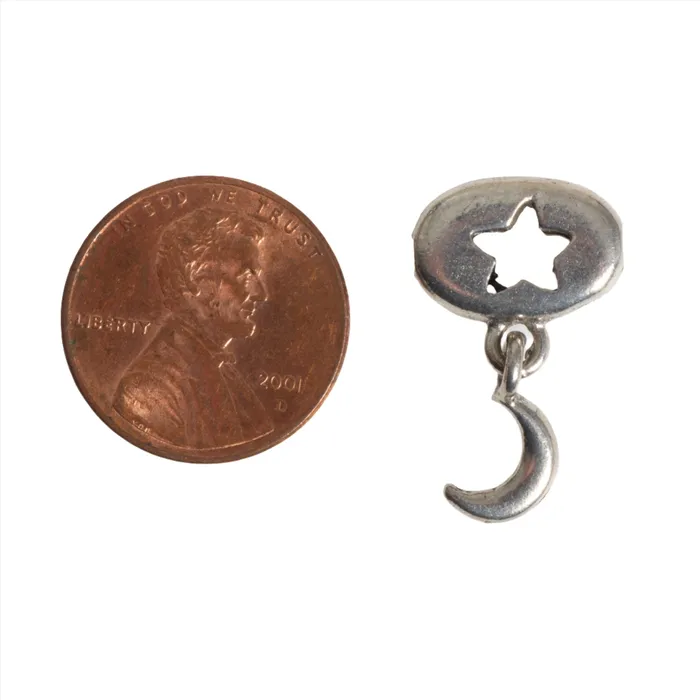 Necklaces Continental Beads 23mm x 14mm Oval Star Cutout with Hanging Crescent Moon Bead Made of Pewter Sold Individually CBS575 Necklaces Continental Beads 23mm x 14mm Oval Star Cutout with Hanging Crescent Moon Bead Made of Pewter Sold Individually CBS575