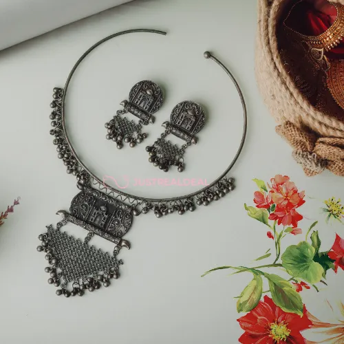 Necklaces justrealdealcom Afgani German Silver Oxidized Necklace for Women DESIGN 156 Necklaces justrealdealcom Afgani German Silver Oxidized Necklace for Women DESIGN 156