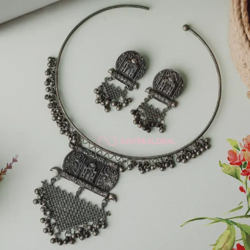 Necklaces justrealdealcom Afgani German Silver Oxidized Necklace for Women DESIGN 156