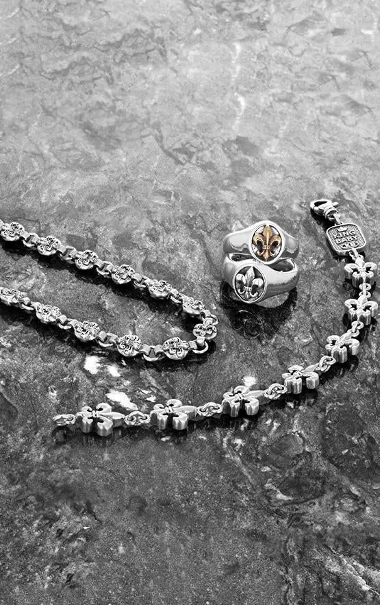 Necklaces King Baby Round Fleur De Lis Chain Necklace Necklaces King Baby Round Fleur De Lis Chain Necklace