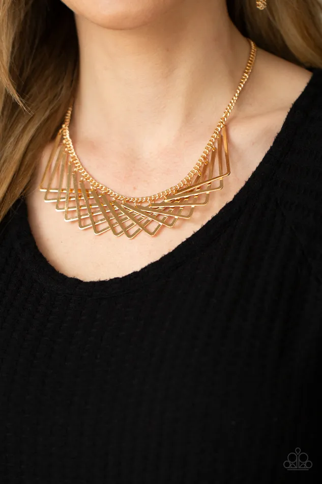 Necklaces Paparazzi Metro Mirage Gold Necklace A Finishing Touch Jewelry