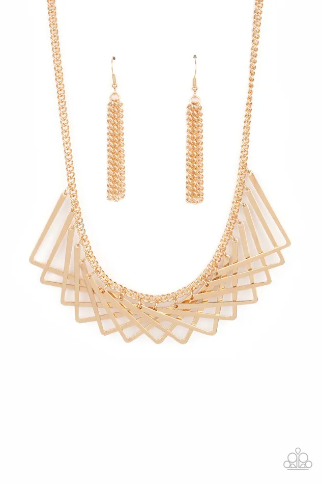 Necklaces Paparazzi Metro Mirage Gold Necklace A Finishing Touch Jewelry