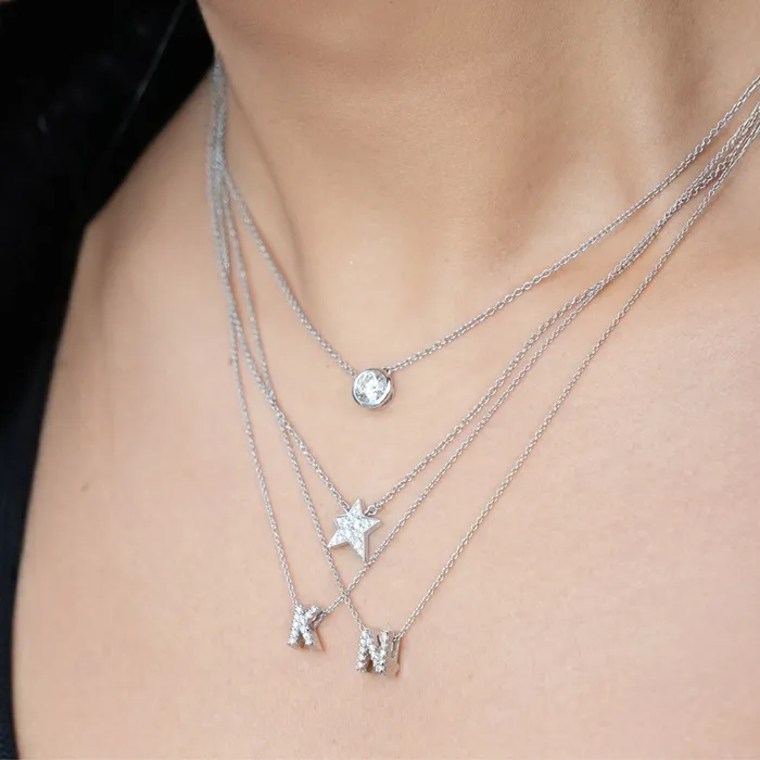 Necklaces Roberto Coin 18KW Gold Tiny Treasures Diamond Love Letter N Necklace