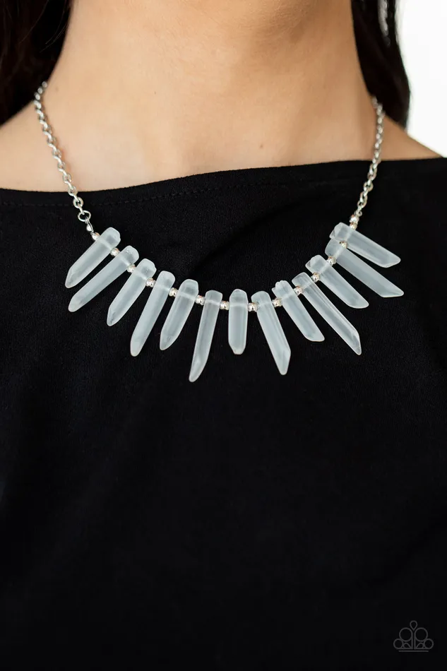 Paparazzi Ice Age Intensity White Necklace A Finishing Touch Jewelry Necklaces