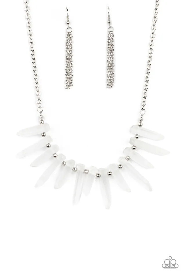 Paparazzi Ice Age Intensity White Necklace A Finishing Touch Jewelry Necklaces