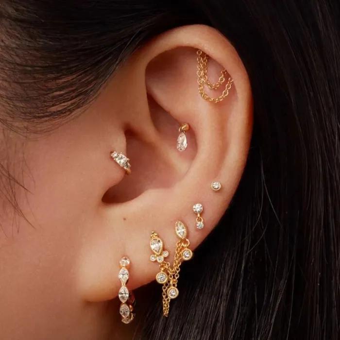 PreStyled Sets Maria Tash Gold Invisible Set Diamond Dangle Earstud 2mm15mm Maria Tash PreStyled Sets Maria Tash Gold Invisible Set Diamond Dangle Earstud 2mm15mm Maria Tash
