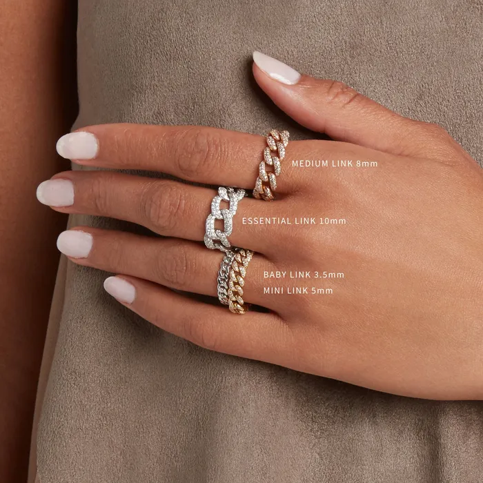 READY TO SHIP 2 PAVE WHITE CERAMIC MEDIUM LINK RING SHAY JEWELRY Rings