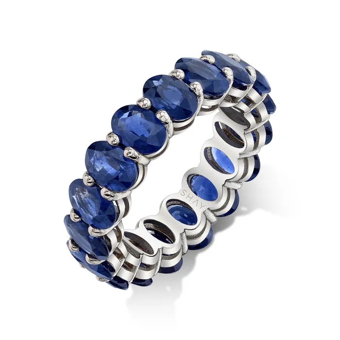 Rings SHAY JEWELRY BLUE SAPPHIRE OVAL ETERNITY RING