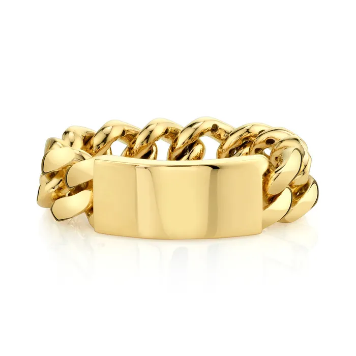Rings SHAY JEWELRY MENS SOLID GOLD ID FLAT LINK RING