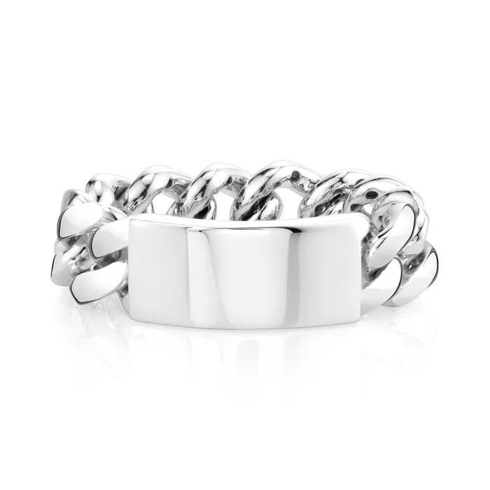 Rings SHAY JEWELRY MENS SOLID GOLD ID FLAT LINK RING