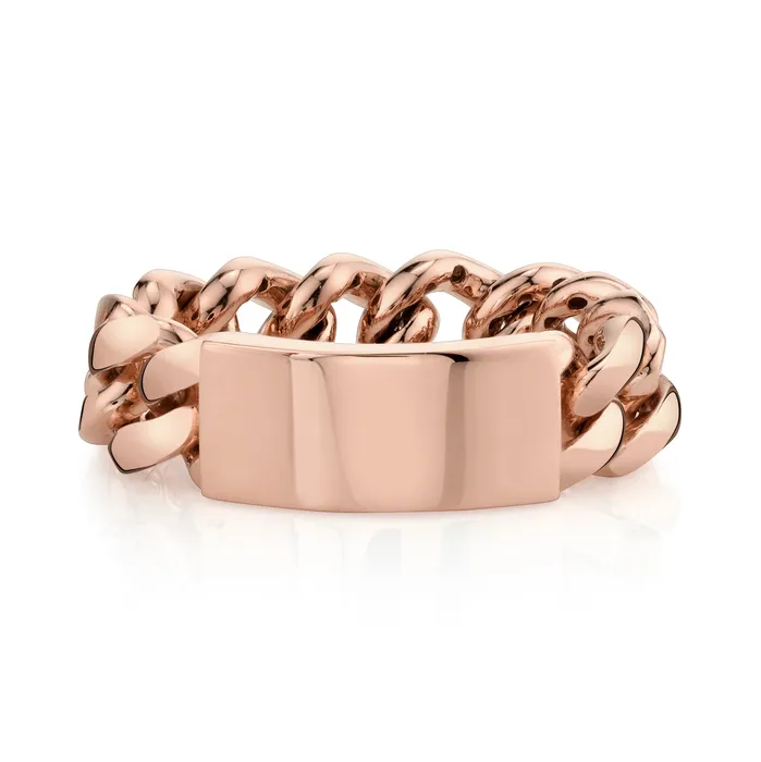 Rings SHAY JEWELRY MENS SOLID GOLD ID FLAT LINK RING