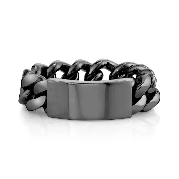 Rings SHAY JEWELRY MENS SOLID GOLD ID FLAT LINK RING