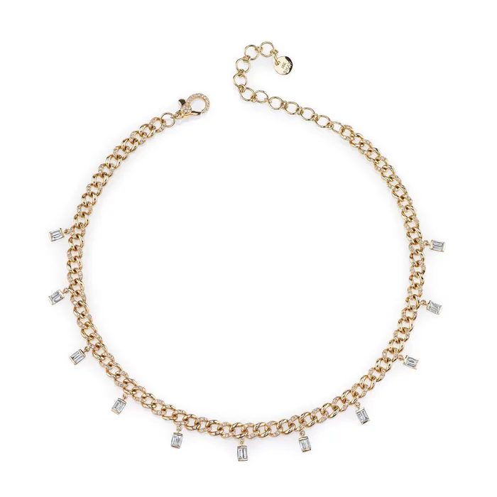 SHAY JEWELRY DIAMOND BAGUETTE DROP LINK NECKLACE Necklaces