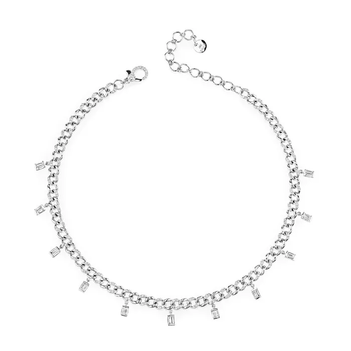 SHAY JEWELRY DIAMOND BAGUETTE DROP LINK NECKLACE Necklaces