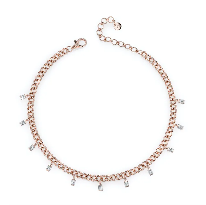 SHAY JEWELRY DIAMOND BAGUETTE DROP LINK NECKLACE Necklaces