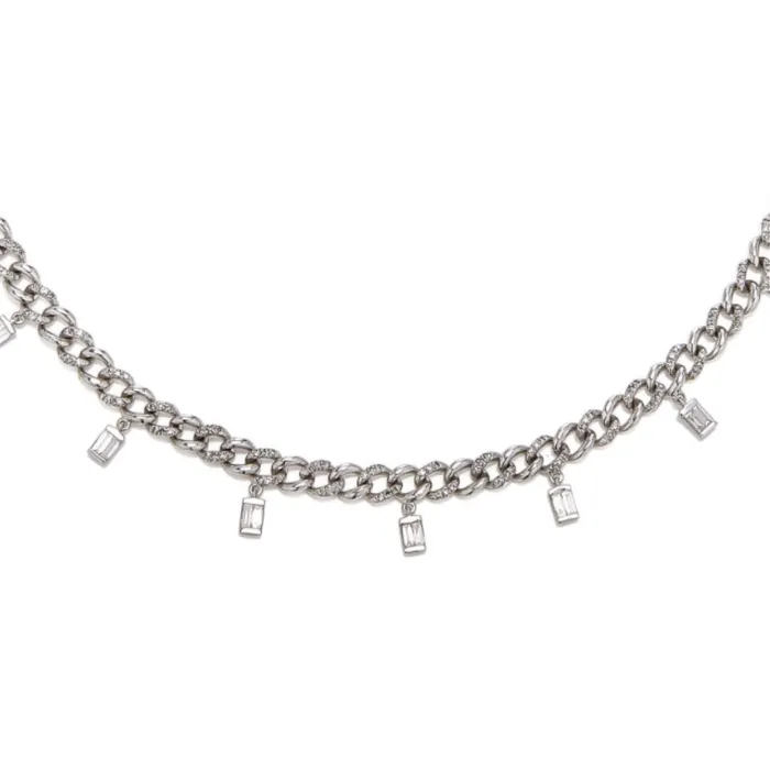 SHAY JEWELRY DIAMOND BAGUETTE DROP LINK NECKLACE Necklaces