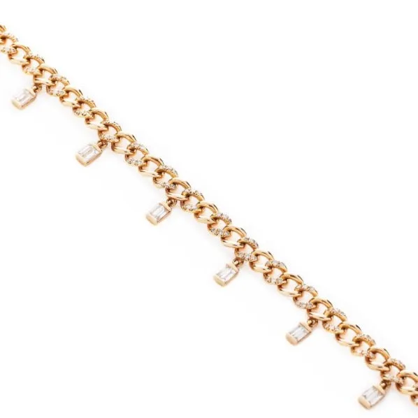 SHAY JEWELRY DIAMOND BAGUETTE DROP LINK NECKLACE Necklaces
