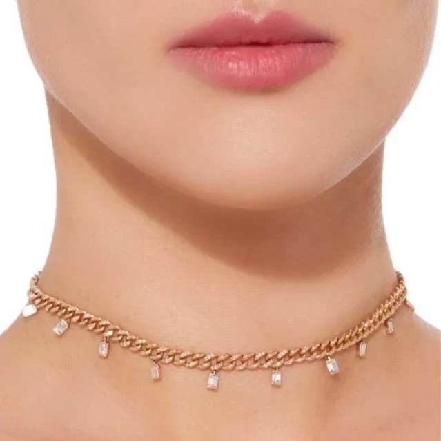 SHAY JEWELRY DIAMOND BAGUETTE DROP LINK NECKLACE Necklaces