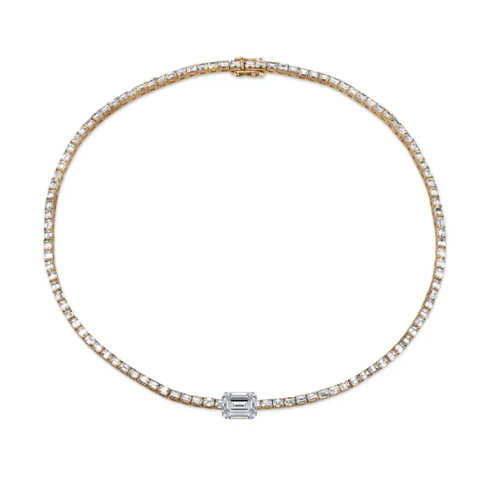 SHAY JEWELRY Necklaces MEGA EMERALD CUT CENTER TENNIS NECKLACE