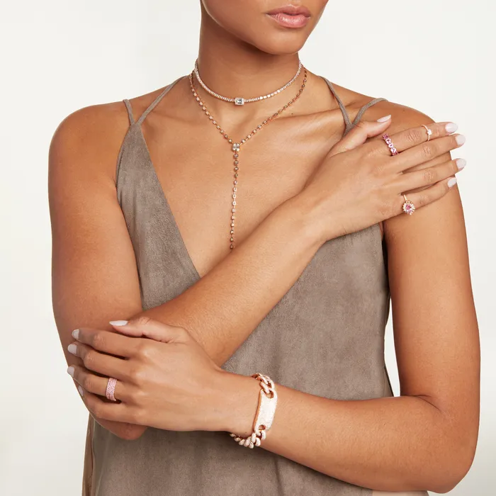 SHAY JEWELRY Necklaces MEGA EMERALD CUT CENTER TENNIS NECKLACE