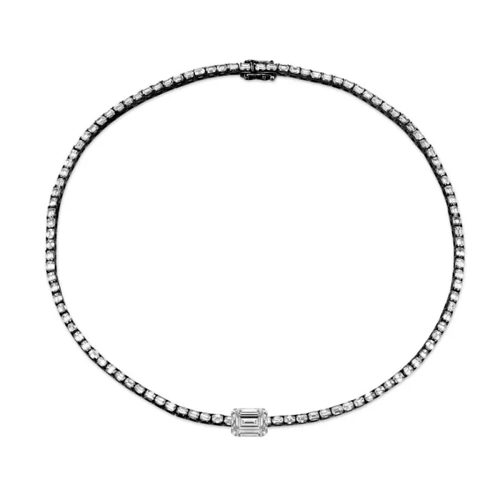 SHAY JEWELRY Necklaces MEGA EMERALD CUT CENTER TENNIS NECKLACE