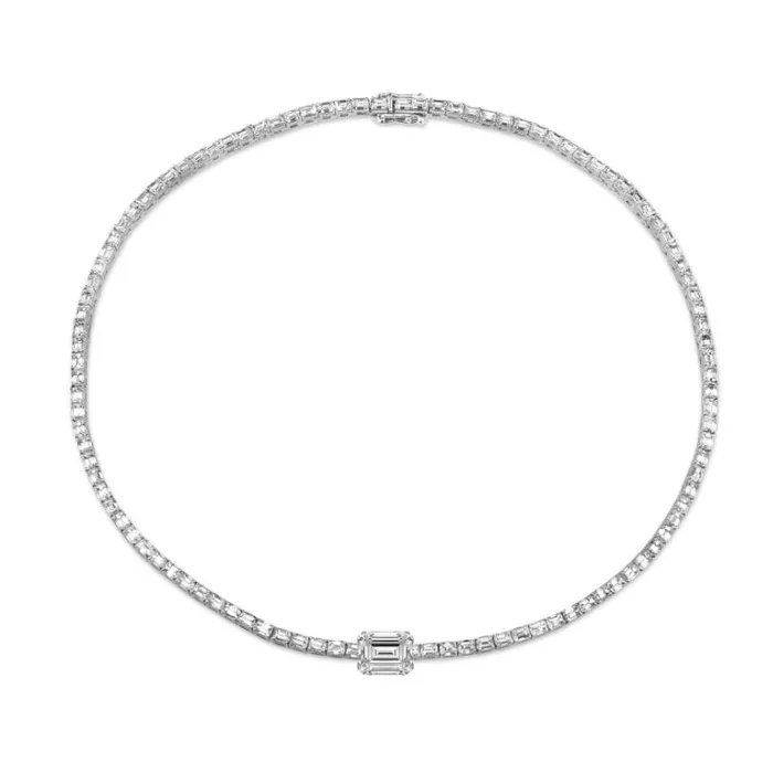 SHAY JEWELRY Necklaces MEGA EMERALD CUT CENTER TENNIS NECKLACE