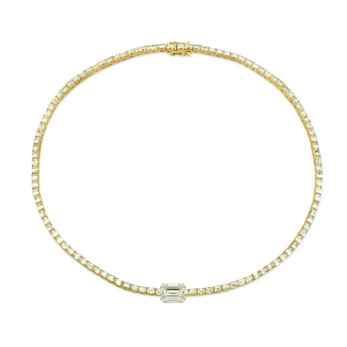 SHAY JEWELRY Necklaces MEGA EMERALD CUT CENTER TENNIS NECKLACE