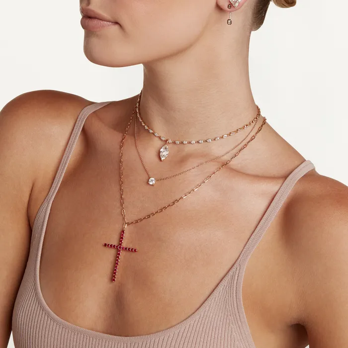 SHAY JEWELRY Necklaces READY TO SHIP DIAMOND MARQUISE DROP STATION NECKLACE