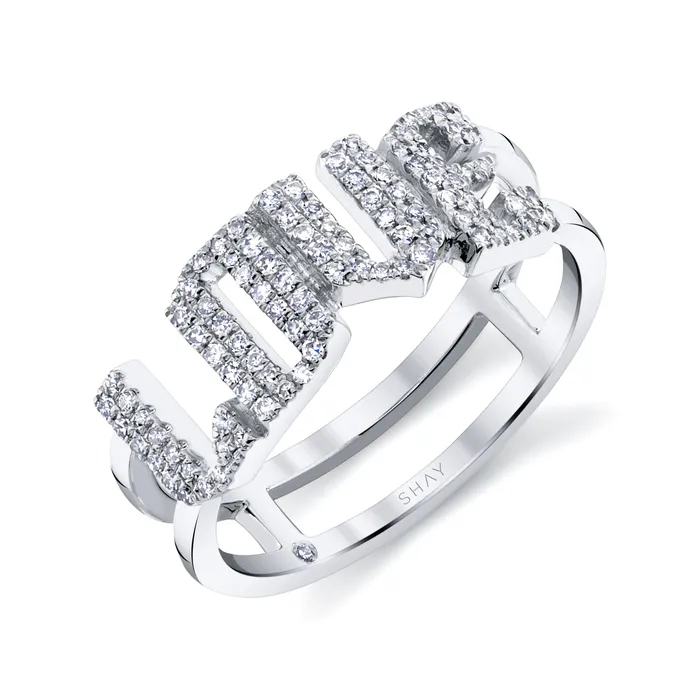 SHAY JEWELRY Rings DIAMOND PAVE PERSONALIZED STACKED 4 LETTER RING