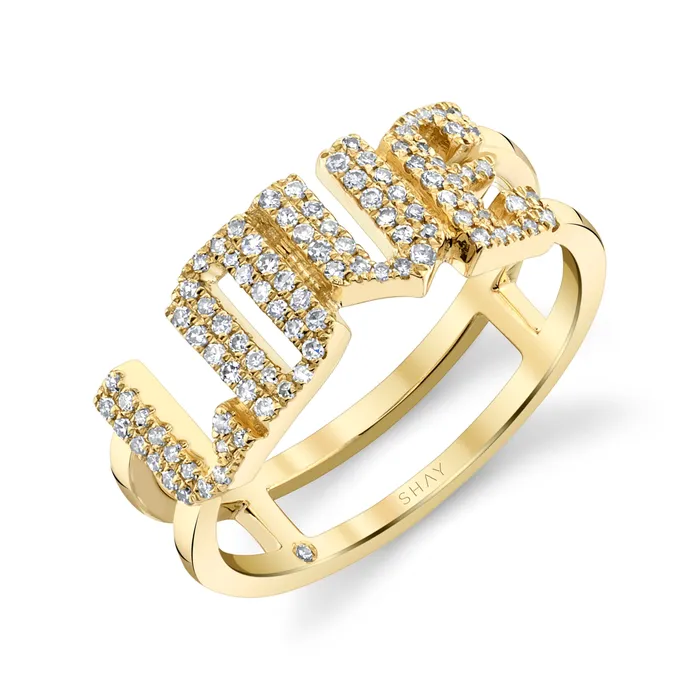 SHAY JEWELRY Rings DIAMOND PAVE PERSONALIZED STACKED 4 LETTER RING