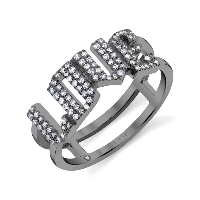 SHAY JEWELRY Rings DIAMOND PAVE PERSONALIZED STACKED 4 LETTER RING