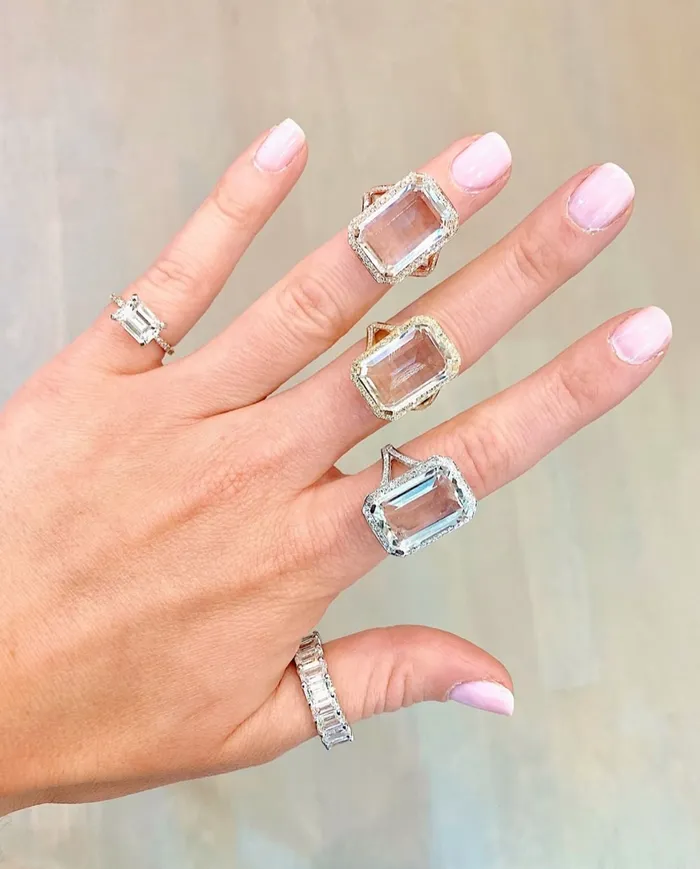 SHAY JEWELRY Rings LIGHT BLUE CRYSTAL PORTRAIT GEMSTONE RING