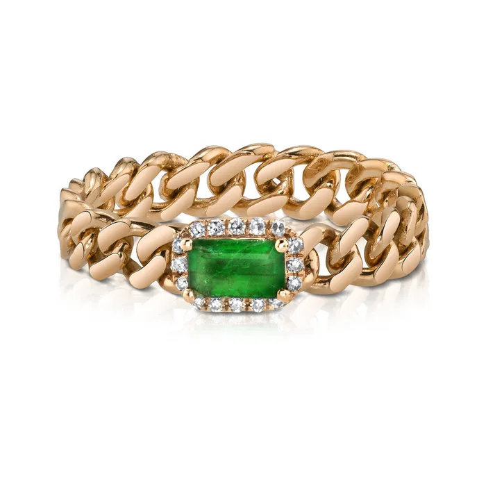 SHAY JEWELRY Rings RECTANGLE EMERALD BABY LINK RING