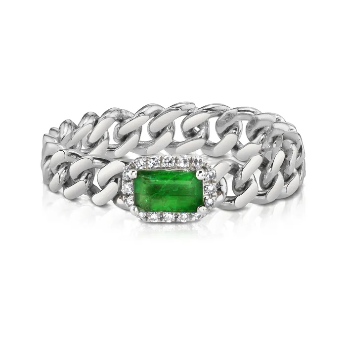 SHAY JEWELRY Rings RECTANGLE EMERALD BABY LINK RING