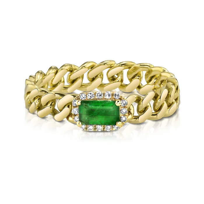 SHAY JEWELRY Rings RECTANGLE EMERALD BABY LINK RING