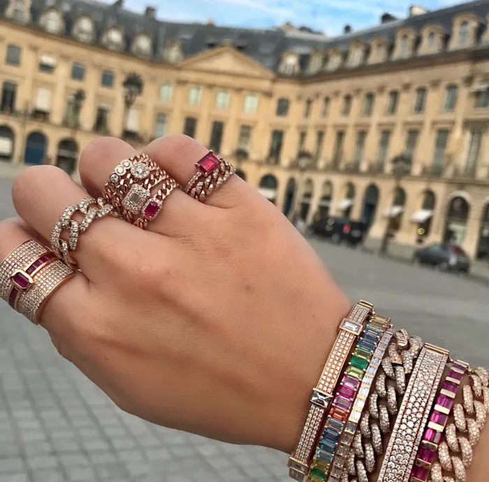 SHAY JEWELRY Rings RECTANGLE EMERALD BABY LINK RING